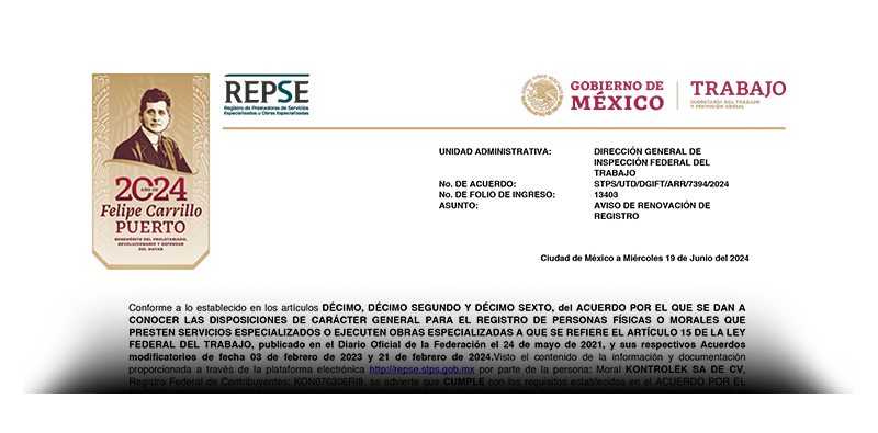 REPSE KONTROLEK CERTIFICADO